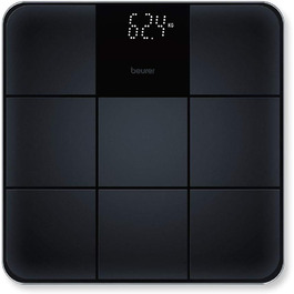 Beurer GS 235 електронна скляна вага для людей з Magic-Display, антиковзка матова поверхня під плитку, автоматичне вмикання/вимикання, чорна