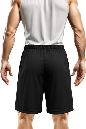 Чоловічі спортивні шорти NY Threads для бігу та тренувань, швидкосохнучі, легкі, вільний крій, з кишенями, чорні (S)