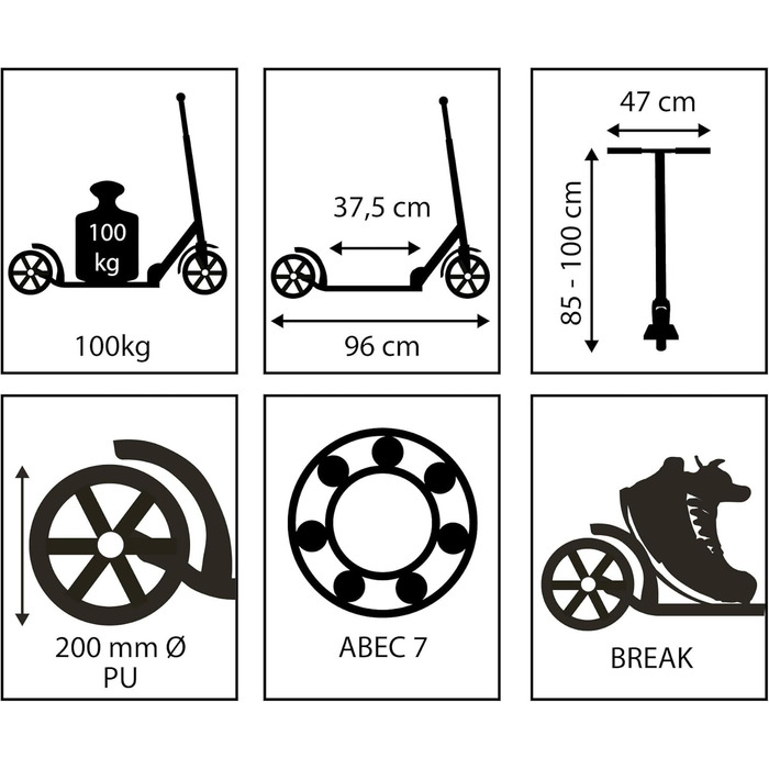Самокат Schildkröt Funwheel City Street Master матовий чорний