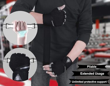 Фитнес-рукавички Sawans для жінок та чоловіків з підтримкою зап'ястя, посилені, з антиковзаючою поверхнею, для тренувань, фітнесу, їзди на велосипеді, підтягувань та інших видів спорту. Довга петля на зап'ясті L
