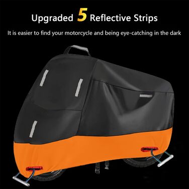 Водонепроникний чохол для мотоцикла Motorrad Abdeckplane 300D, XL (230x90x125cm) з 5 світловідбиваючими смугами, 2 отворами для замка та сумкою
