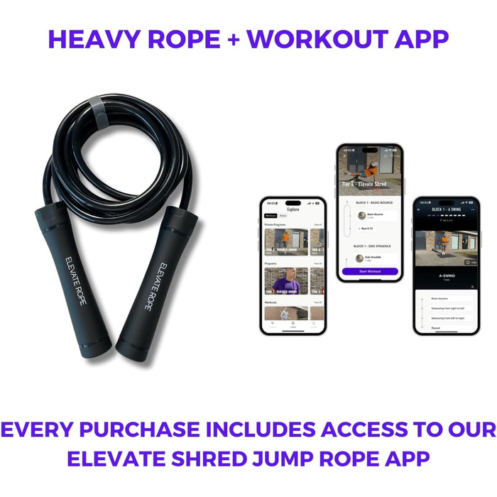 Скакалка Elevate Gravity Heavy Rope 3 м, 10 мм, обтяжена PVC для кардіо, схуднення та зміцнення м'язів, для дому та вулиці