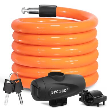 Надійне велосипедне замкове тросик 120 см, 12 мм, посилений, з 2 ключами, для велосипеда, триколісного велосипеда, мотоцикла, скутера (Помаранчевий)