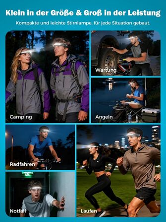 Налобний ліхтар Smiling Shark, 2 шт. Superhell LED, перезаряджається, з датчиком руху, 2400 mAh, 5 режимів, для бігу, походів, кемпінгу