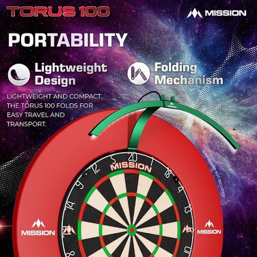LED-дартс мішень Mission Darts TOR100 Torus 100, складана, портативна, з підсвіткою, металік-зелена