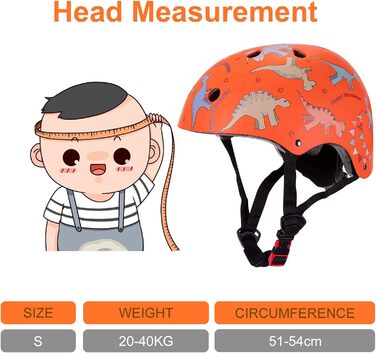 Дитячий шолом Kinderhelm для велосипеда, скейтборда, роликів, самоката, 50-54 см, регульований, CE-сертифікація, оранжевий