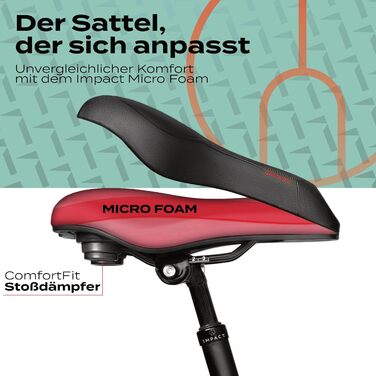 Велосипедне сідло Impact ComfortFit з гелем та піною пам'яті, ергономічне, динамічна амортизація, для чоловіків і жінок, комфортне міське