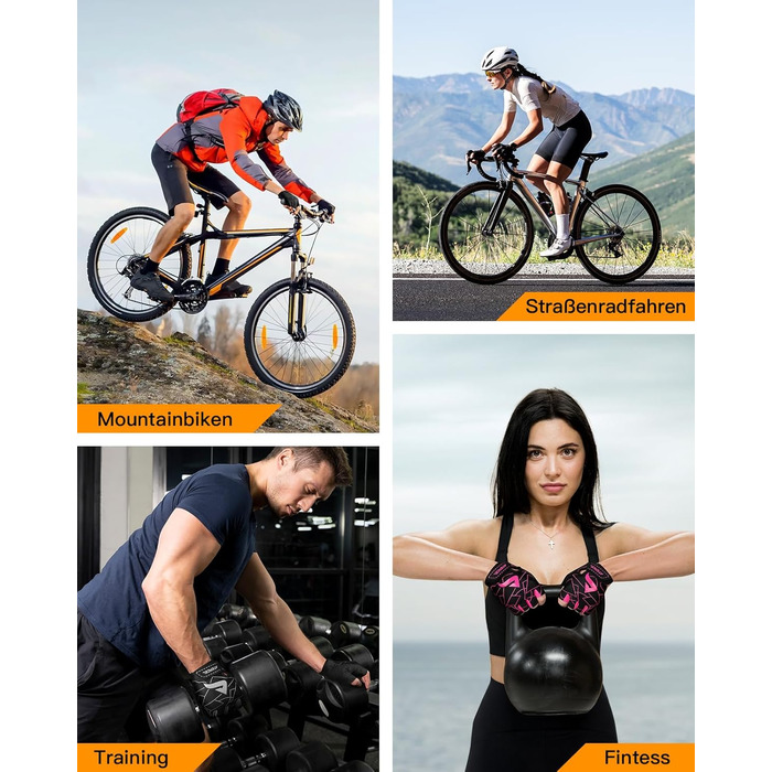 Велосипедні рукавички ATERCEL для чоловіків - напівпальцеві, з SBR-подушками, для їзди на велосипеді та фітнесу (Рожевий, L)