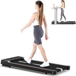 Бігова доріжка Bigzzia складана Walking Pad 3,0 к.с., 10 км/год, ширина 43 см, LED-дисплей, дистанційне керування, посилена конструкція, вантажопідйомність 120 кг, для дому