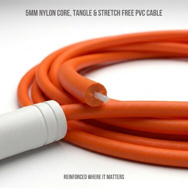 Професійний стрибальний шнур Elevate Speed Rope MAX з міцного ПВХ з нейлоновим сердечником, 5 мм, до 3 метрів, помаранчевий