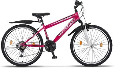 Гірський велосипед Chillaxx Bike Escape 24/26 дюймів, 21 швидкість, V-гальма, для дівчат, хлопців, чоловіків та жінок, рожево-білий, преміум-якість