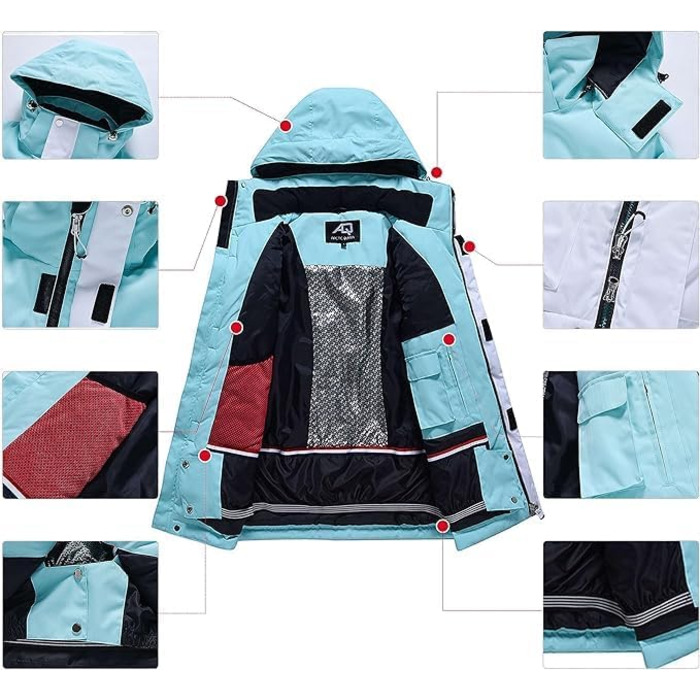 Дитячий комплект лижного одягу Odiche: куртка та штани, водонепроникний, вітронепроникний, кольоровий принт, зелений, розмір S