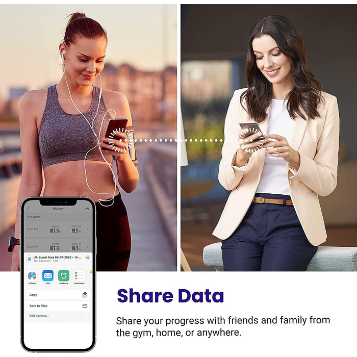 Etekcity Bluetooth вага-аналізатор жиру, цифрова вага для тіла з розумним додатком, вимірює вагу, жир, ІМТ, м’язову масу, воду, білок, до 180 кг, батарейки, чорна