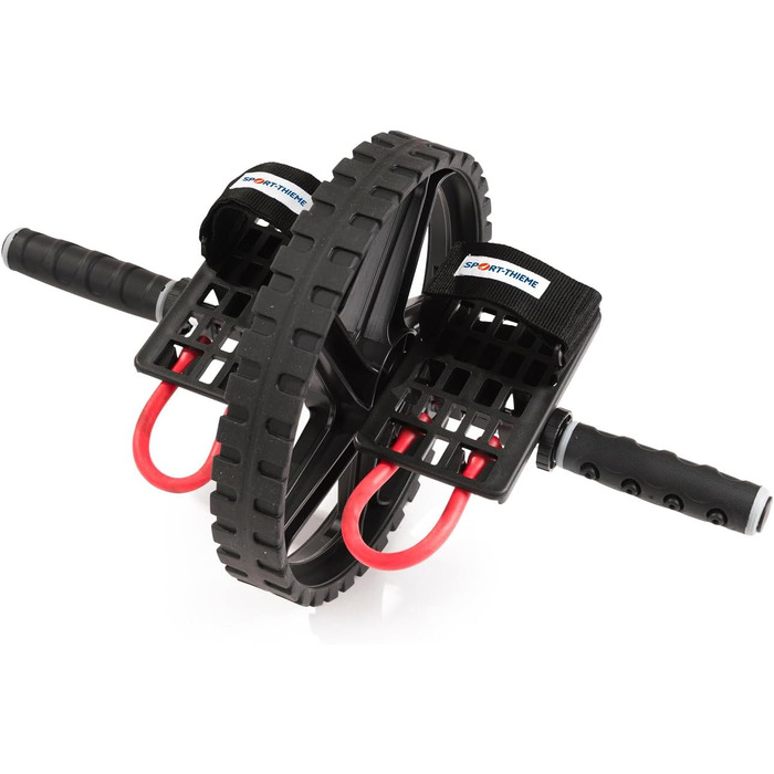 Ролик для пресу Sport-Thieme Power AB Wheel Pro з ручками та педалями, до 100 кг, чорно-червоний