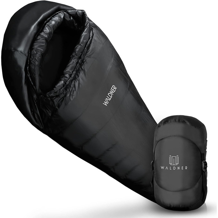 Спальний мішок WALDNER Daunenschlafsack Ultraleicht – ультралегкий, 4 сезони, 800г пуху, 600FP, для кемпінгу та відпочинку на природі, до 200 см