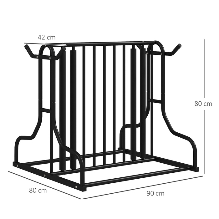 DURHAND Bicycle Stand Multi-Stand Колісна підставка Атмосферостійка підставка для 4 велосипедів, двостороння, сталева 90 x 80 x 80 см, чорна | Аосом