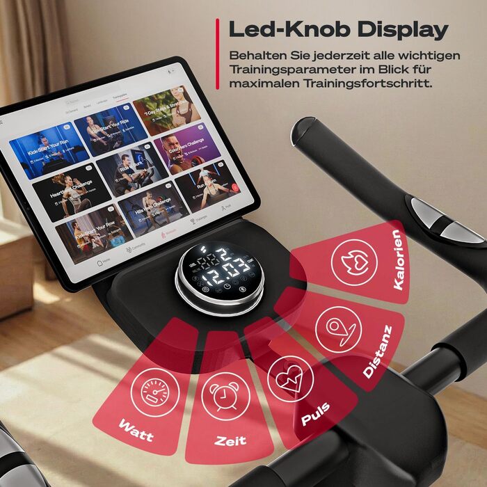 Велотренажер Sportstech SX175: Індоор-велосипед для дому з регулюванням магнітного опору, LED-дисплеєм, підтримкою додатків та вагою до 120 кг