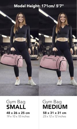 Спортивна сумка для залу та подорожей Fitgriff з відділенням для взуття та вологих речей, рожева, 48x26x25 см (S)