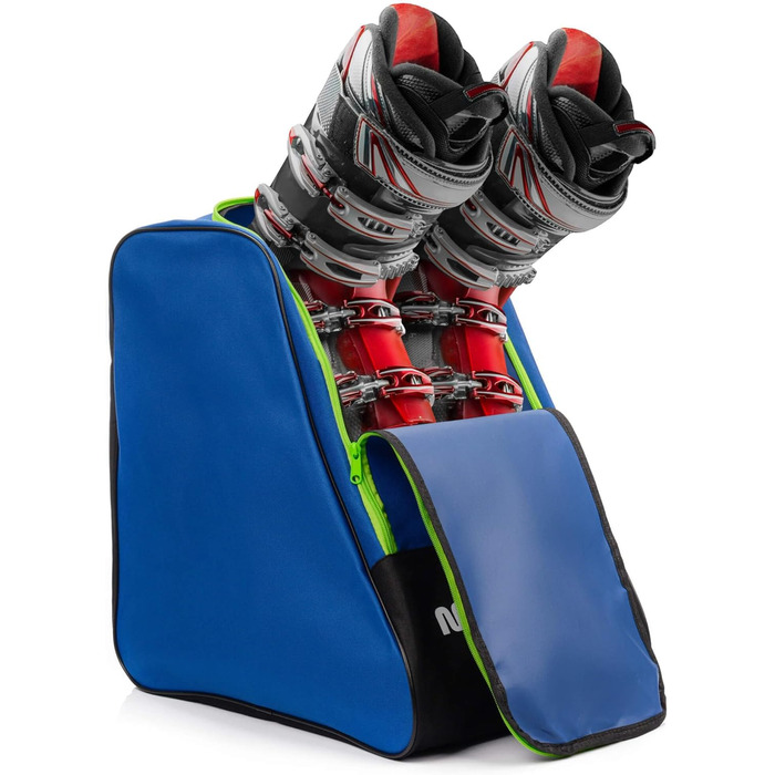 Сумка для лижних черевиків Meteor - рюкзак 42x42x30 см для черевиків, шолома та аксесуарів. Міцна, водовідштовхуюча, з поліестеру 600D, з ручками, для зберігання лижного спорядження (Blue, Ski boot backpack)