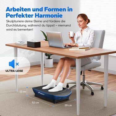 Вібраційна платформа MERACH для формування тіла та розслаблення, тиха та компактна, з LED-дисплеєм, зручним силіконовим покриттям та пультом дистанційного керування (блакитна)