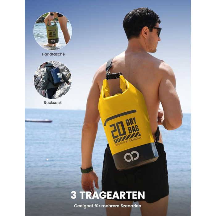 Водонепроникний рюкзак-сумка Lamicall Dry Bag 5/10/20/30/40L - міцний, стійкий до подряпин, для водного спорту, пляжу, подорожей