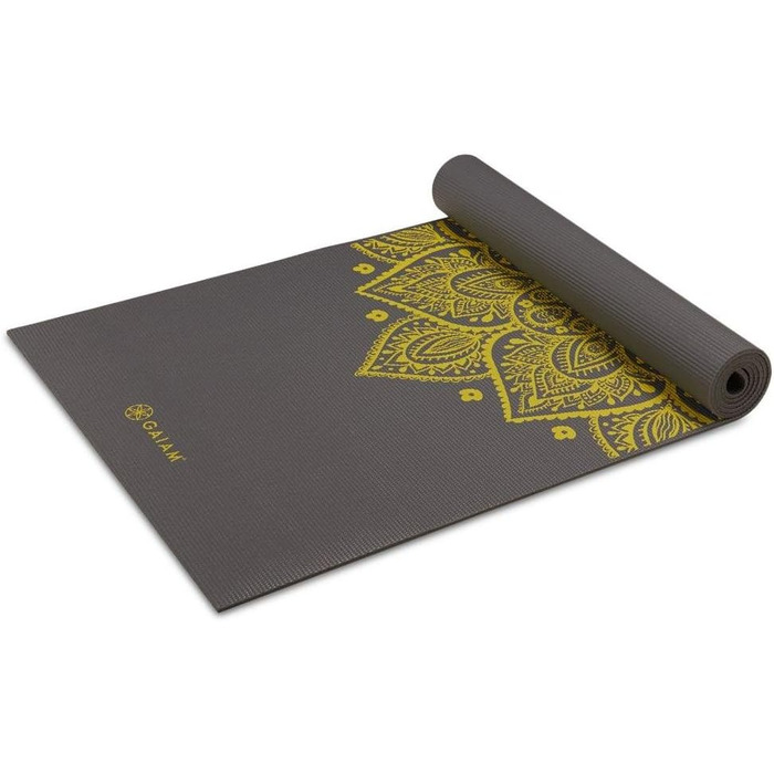 Йога-мат Gaiam Premium 6 мм, антиковзкий, для йоги, пілатесу та фітнесу, Citron Sundial, 172×61×0,6 см