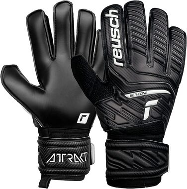 Воротарські рукавички Reusch Attrakt Solid для дорослих, зовнішній шов, універсальні, чорні, розмір 10 — футбольні рукавиці для всіх типів полів