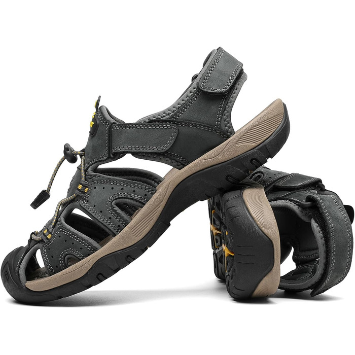 Чоловічі сандалі FLARUT для туризму та відпочинку, шкіряні, сірі (42 EU)