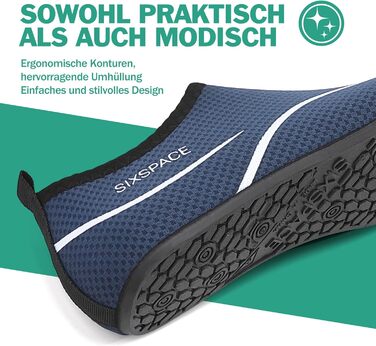 Чоловічі та жіночі шкарпетки для плавання Sixspace – аквашузи, шкарпетки для басейну, пляжні шкарпетки, швидковисихаючі, дихаючі, для серфінгу, йоги, темно-синій (43 EU)