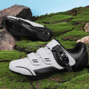 Велосипедні черевики MTB для чоловіків та жінок, сумісні з SPD, з шипами, білі