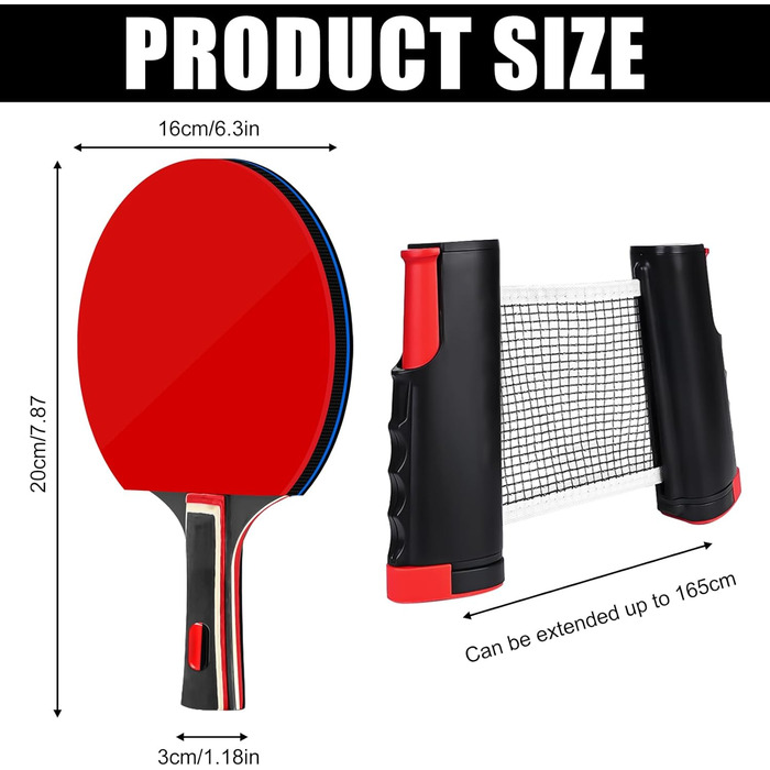 Набір для настільного тенісу: 2 ракетки, 4 м'ячі, сітка та сумка. Професійний спортивний набір для гри в приміщенні та на вулиці