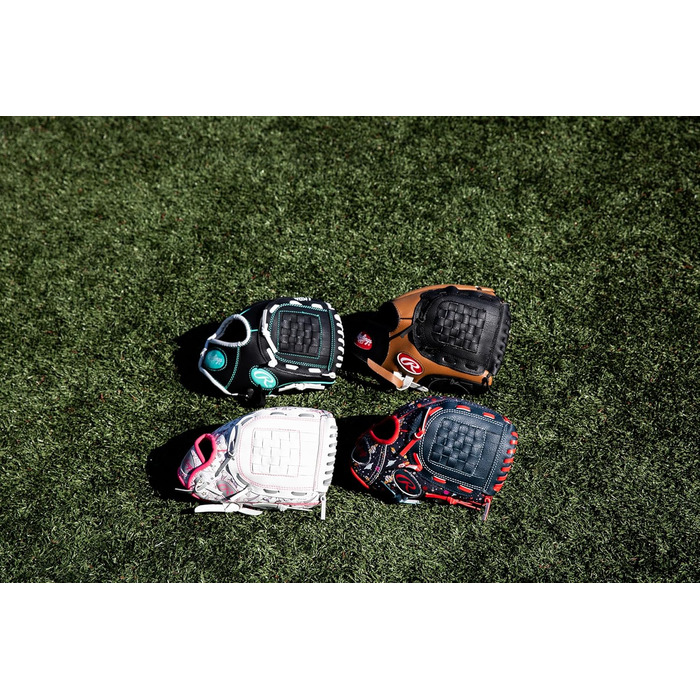 Дитяча бейсбольна рукавичка Rawlings Players Series для т-болу, права рука, розмір 9-11,5'' (26,7 см), для дітей 6-8 років, темно-коричнева/чорна