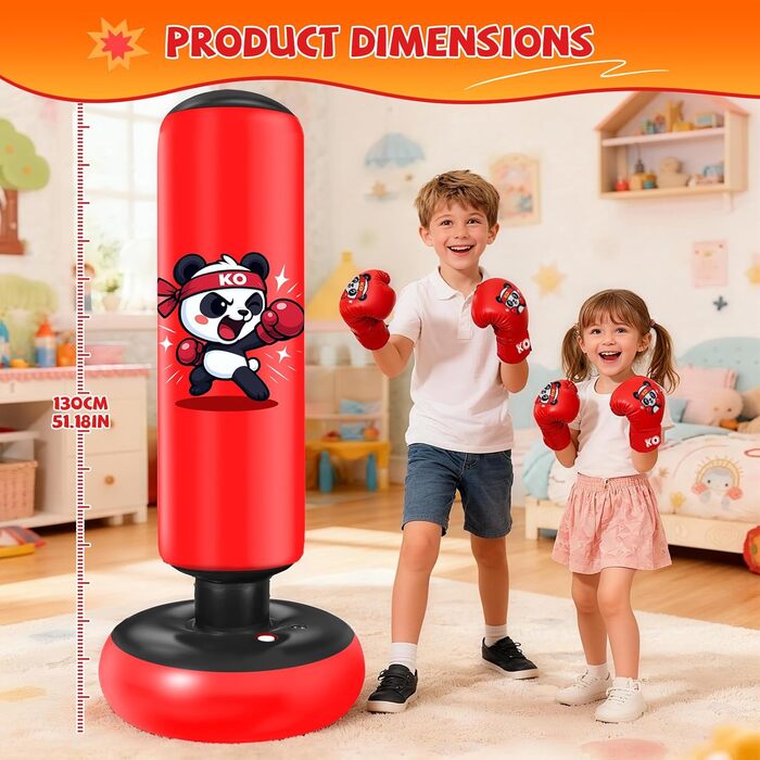 Груша боксерська дитяча Ninonly з рукавичками для боксу, карате, тхеквондо (130 см, Панда)