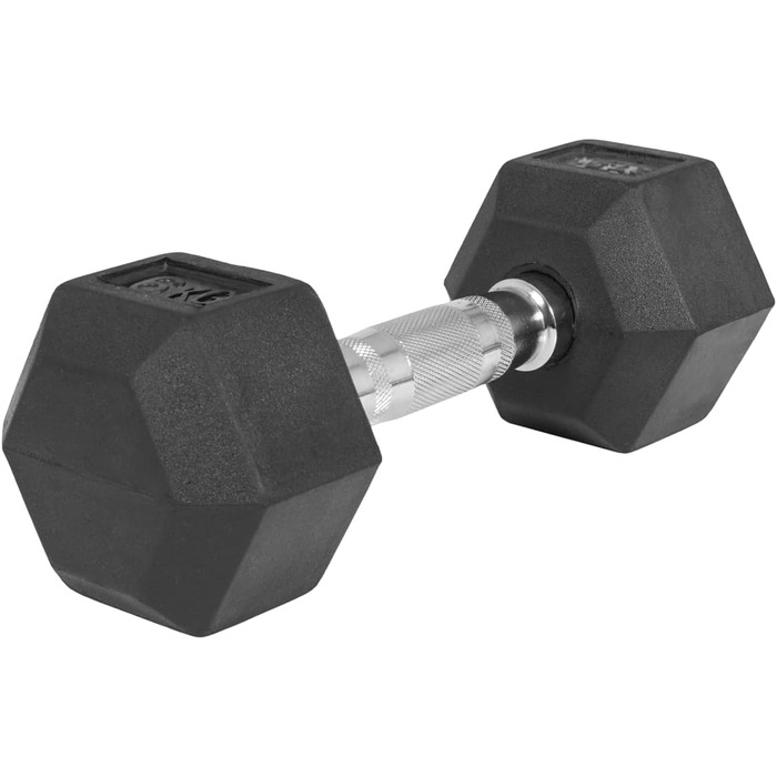 Гантелі шестигранні GORILLA SPORTS 42,5 кг, гумовані, гантелі для фітнесу і силових тренувань, з рифленою хромованою ручкою, чорні, нековзкі, чавун