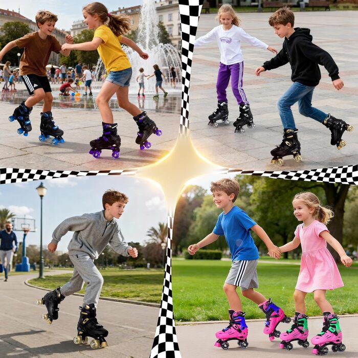 Дитячі ролики Nattork з LED, регульовані, 37-41 EU (Золотий)