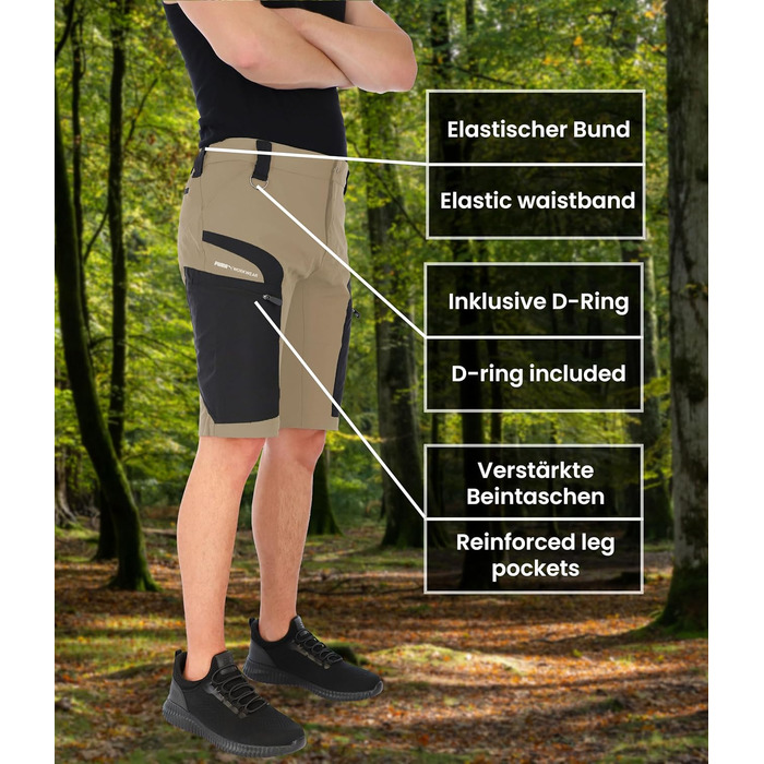 Чоловічі шорти для трекінгу та активного відпочинку PUMA Workwear Pro-One Adventure, Desert Brown (XXL) — міцний нейлон, 4-way stretch, з D-кільцем