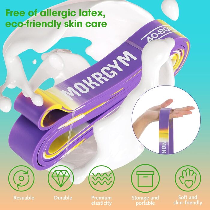 Набір еластичних стрічок MOKRGYM - 4 рівні, натуральний каучук, для дому, фітнесу та занять на вулиці