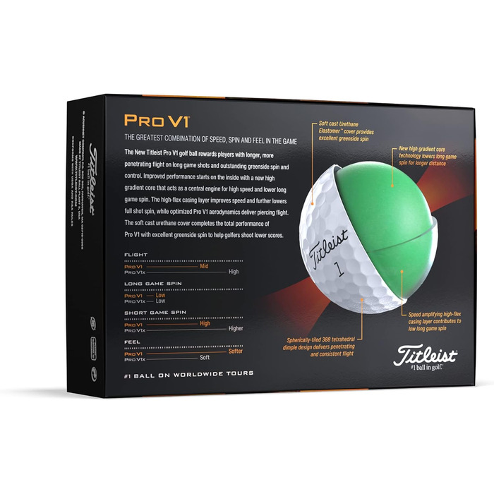 Гольф-м'ячі Titleist Pro V1, преміум клас, 12 шт.