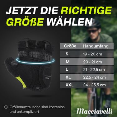 Велосипедні рукавички MACCIAVEI® для чоловіків та жінок | З підкладкою, дихаючі, безпечні | Рукавички для MTB, шосе, трекінгу | Жовті/неонові, розмір M