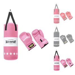 Набір для боксу для дітей та підлітків до 12 років: боксерський мішок 55 x 25 см та дитячі боксерські рукавички 8oz (Рожевий)