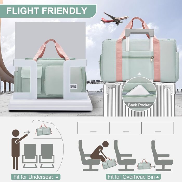 Жіноча маленька спортивна сумка для подорожей та ручної поклажі, сумка на вихідні з відділенням для взуття та косметичкою, зелена