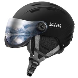 Шолом для сноуборду та гірських лиж OutdoorMaster знімними окулярами 2-в-1, захисний EPS-пінопласт, 14 вентиляційних отворів, унісекс (чоловічий, жіночий, підлітковий), матовий чорний, розмір L