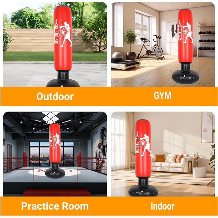 Боксерський мішок дитячий надувний 160 см для хлопчиків та дівчаток 6-12 років, стійкий, для карате, кікбоксингу, тхеквондо