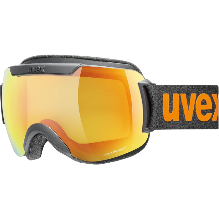 Гірськолижна маска Uvex Downhill 2000 CV унісекс, чорна матова/помаранчево-жовта, універсальний розмір