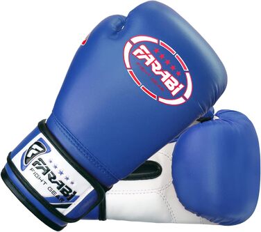 Дитячі боксерські рукавички Farabi Sports 8oz/6oz - бокс, ММА, муай-тай, кікбоксинг, спаринг, тренування (блакитні)