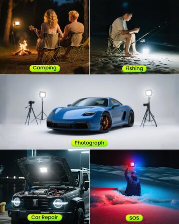 LED прожектор на акумуляторі CLV 200W, 20000mAh, IP66, вологостійкий, 4 режими, 2 рівні яскравості, USB, сонячна панель, для кемпінгу, будівництва, аварійне освітлення (чорний)