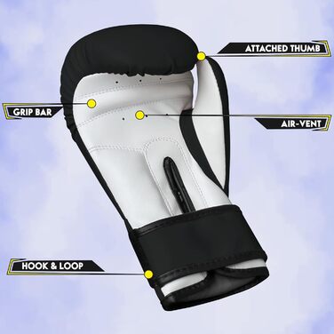 Боксерські рукавички Farabi Sports для дітей, 8-oz, чорні – бокс, ММА, муай-тай, кікбоксинг, спаринги, тренування