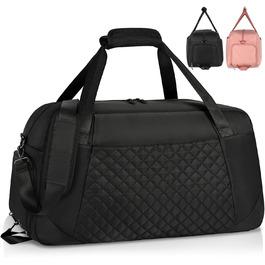 Спортивна сумка Lubardy для жінок, 40л: велика дорожня сумка, weekender, для плавання, тренувань, з відділенням для взуття, для фітнесу, подорожей, йоги, танців (чорна)