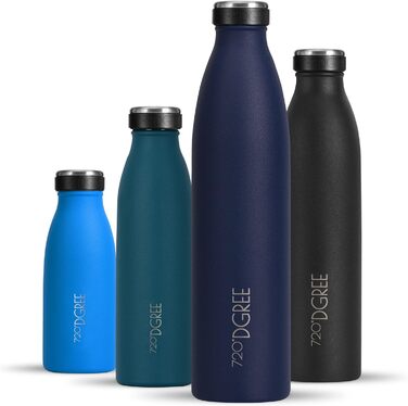 Термобутилка 720°DGREE milkyBottle 750 мл, нержавіюча сталь, BPA-free, герметична, для газованих напоїв, спорту, школи, фітнесу, кемпінгу, чорна матова
