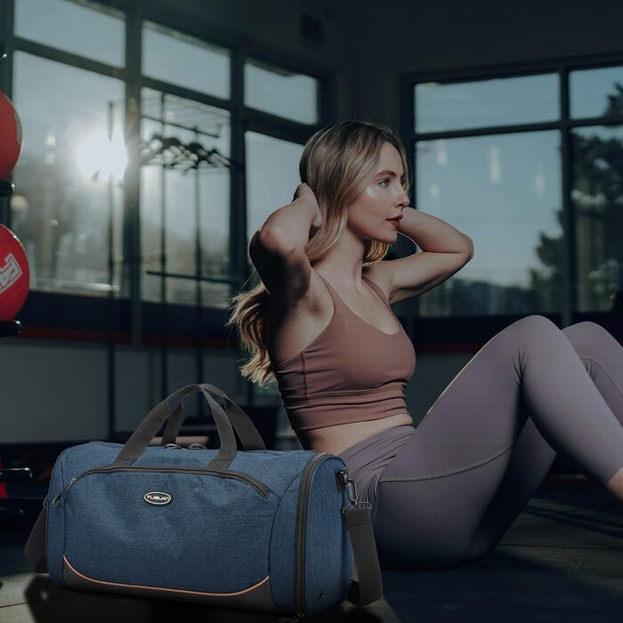 TUGUAN спортивна сумка 30 л для чоловіків і жінок, з відділенням для взуття і вологих речей, водонепроникна дорожня сумка для тренувань, фітнесу, плавання, синя